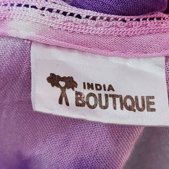 India Boutique Pink Purple Tie Dye Print Cinch Waist Beach Cover Tunic - Picture 7 of 8